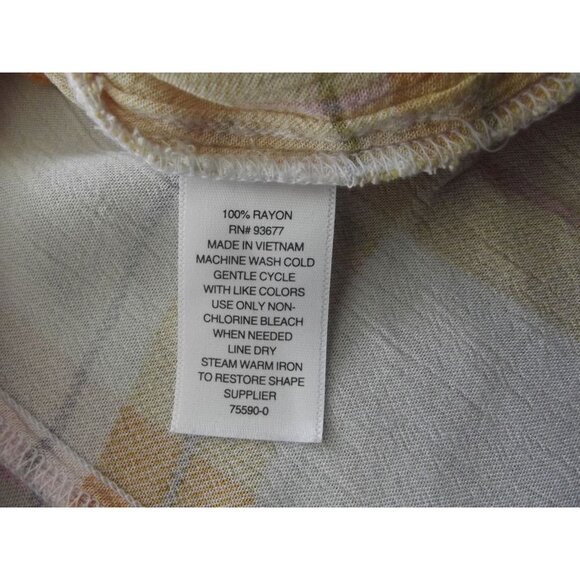 ana XLT Blouse Yellow Gold Pink White Plaid (XL tall) top shirt Tie Front Ruffle - Picture 10 of 10